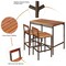 3-Piece Bar Table and Chairs Set Acacia Wood Rattan Steel Frame Outdoor Garden Balcony